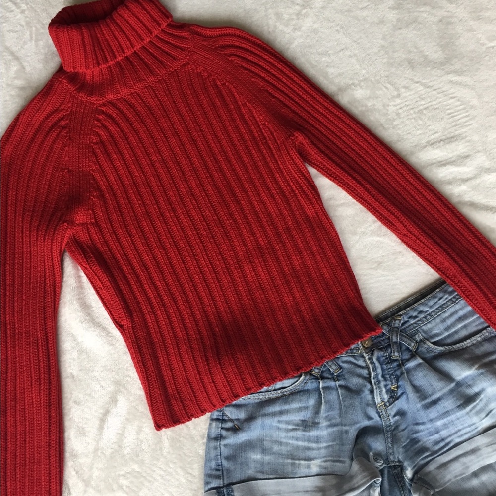 Abercrombie & Fitch Red Turtleneck Sweater